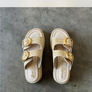Sam Edelman Beige Double-Buckle Sandals